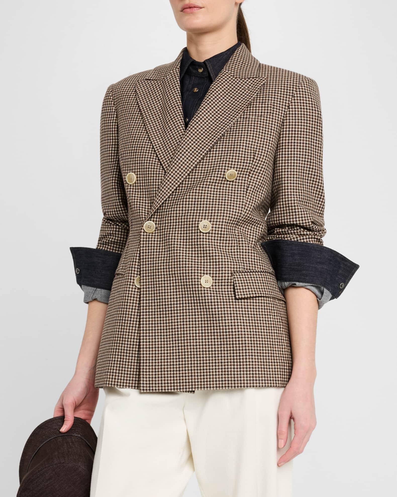 Double-Breasted Check Blazer Product Image