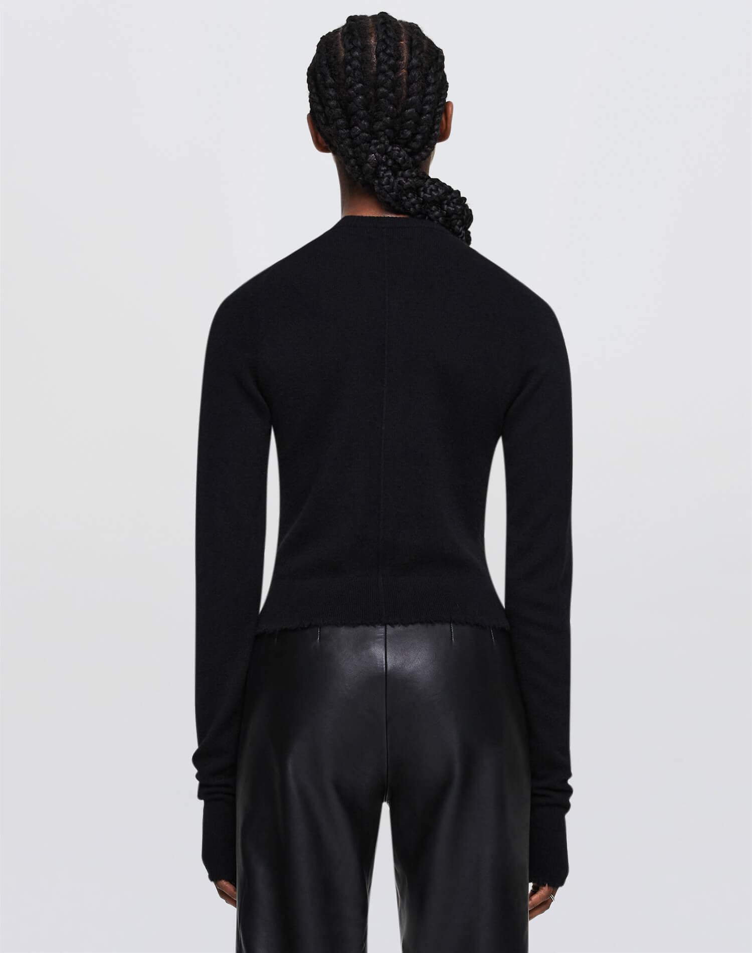 Cashmere Crewneck Cardigan - Black Product Image