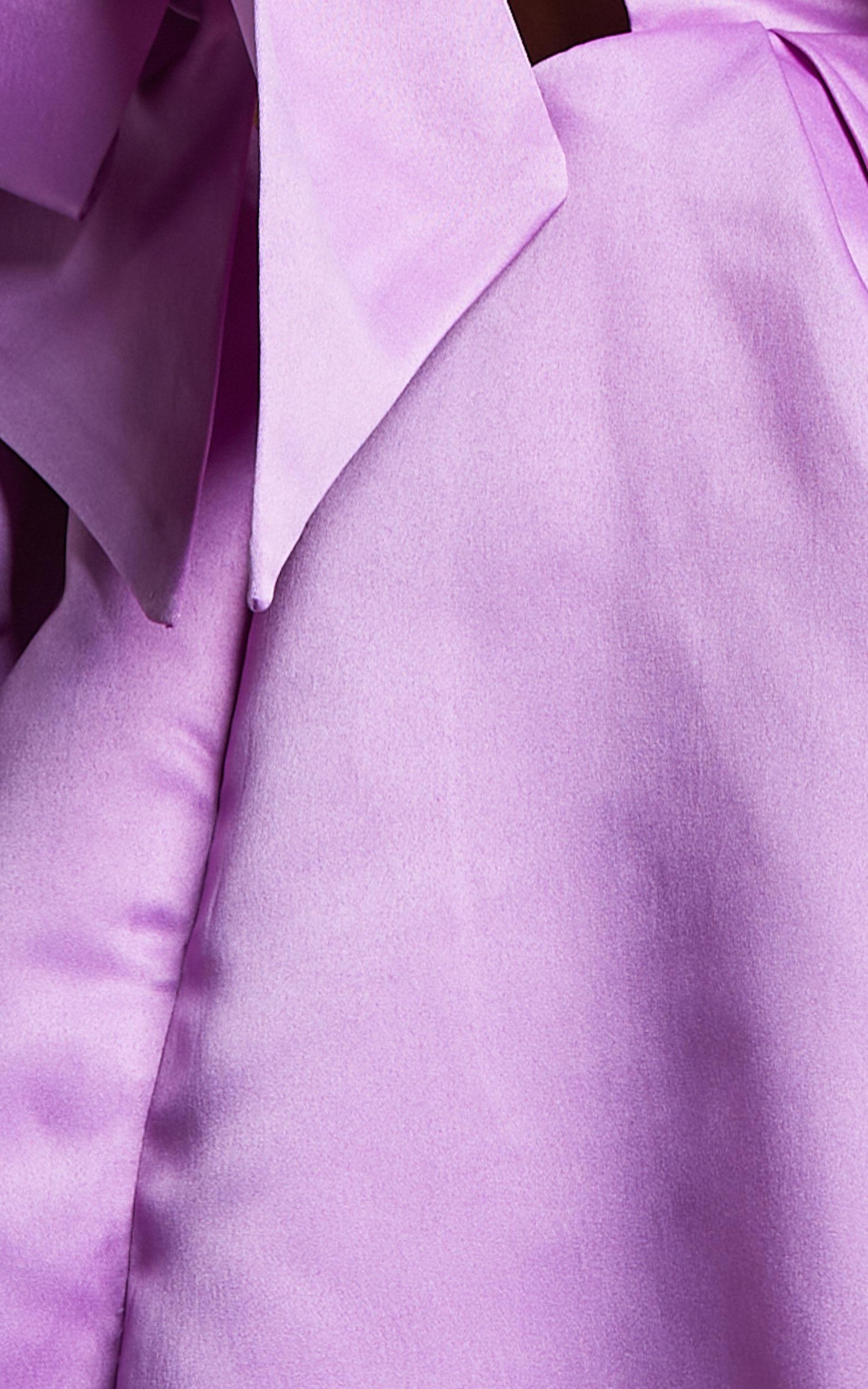 Stephanie Mini Dress - Satin Square Neck Tie Back Dress in Orchid Product Image