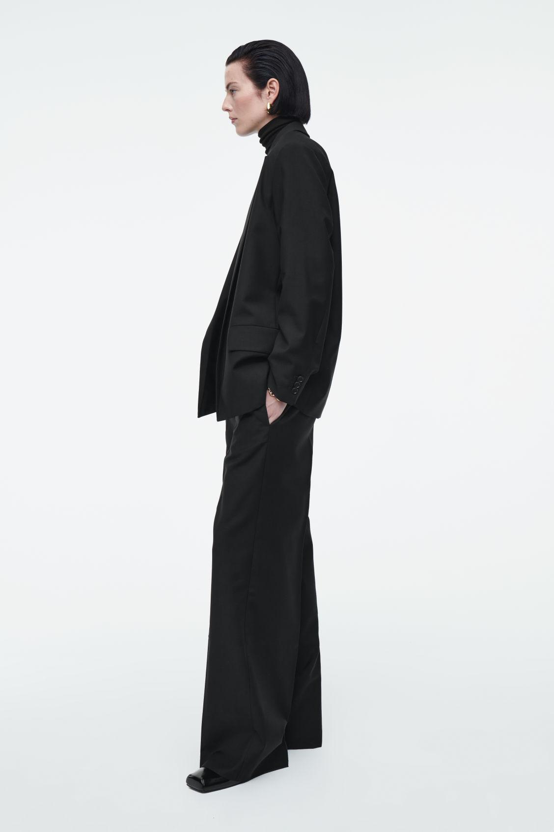 REGULAR ELASTICATED WOOL STRAIGHT-LEG PANTS Product Image