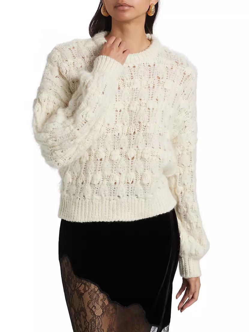 Popcorn Wool-Blend Knit Crewneck Sweater Product Image