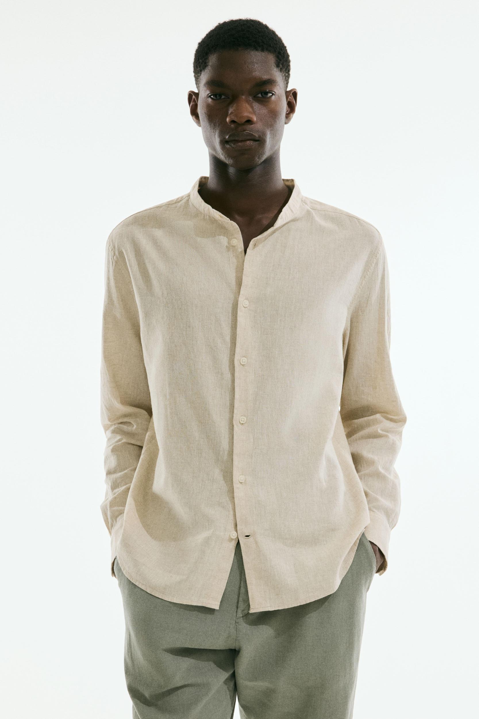 Regular-Fit Linen-Blend Shirt Product Image