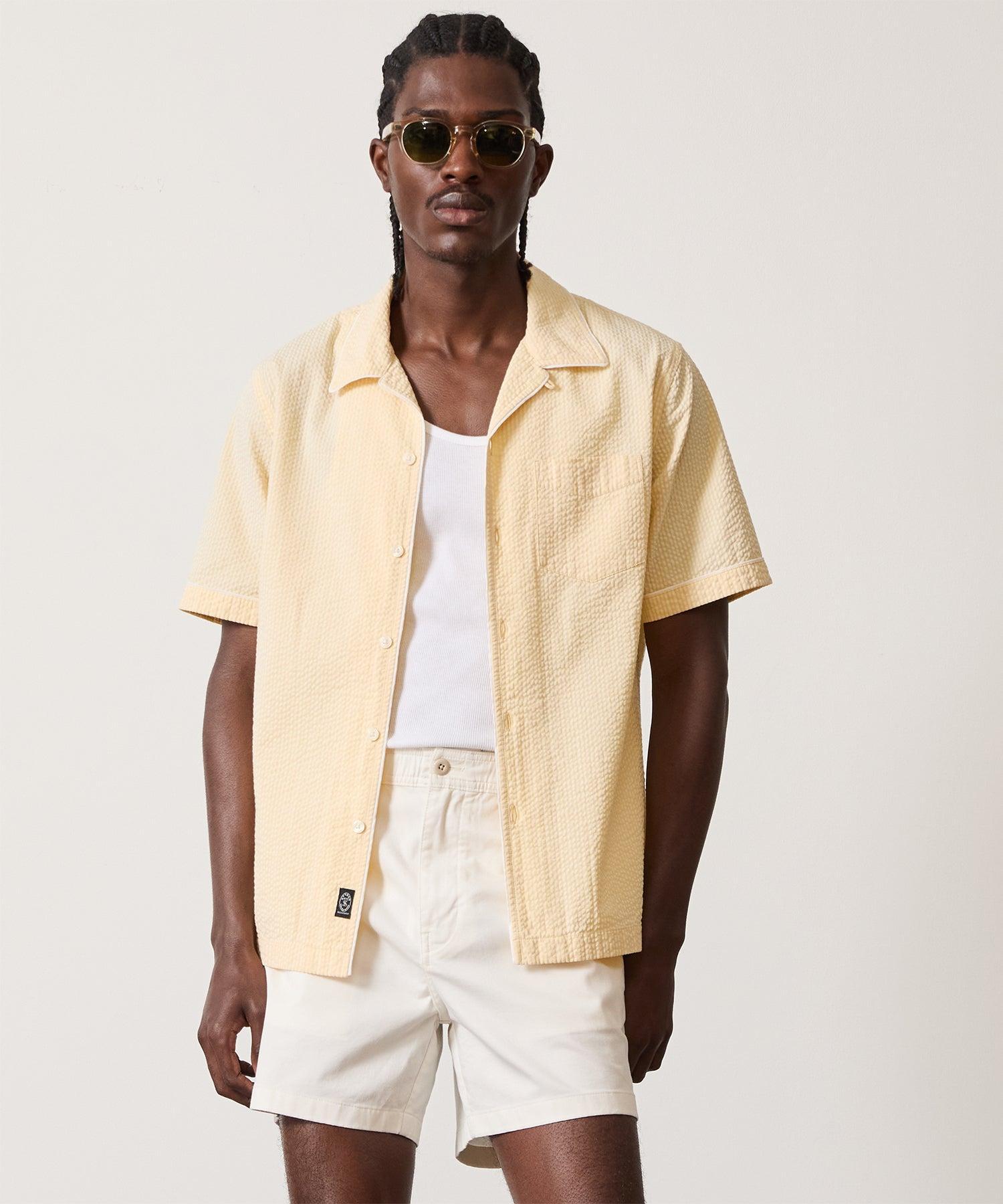 Tipped Seersucker Shirt in Yellow Product Image
