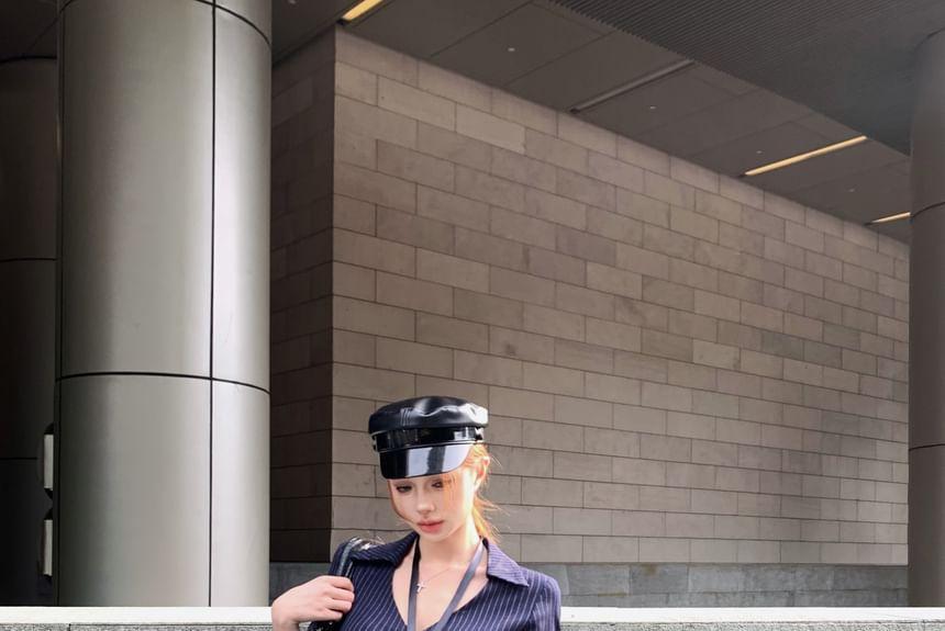 Long Sleeve V-Neck Striped Bodycon Dress (Various Designs) Product Image