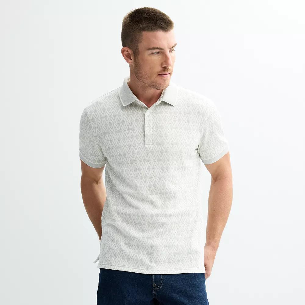 Men's Apt. 9® Jacquard Tipped Polo, Size: Small, Polar Beige Product Image