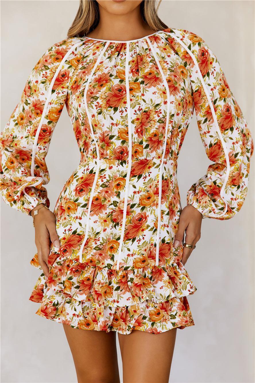 Time To Bloom Long Sleeve Mini Dress Floral Product Image