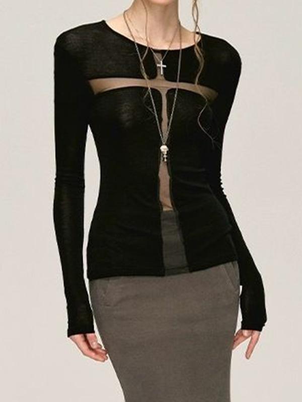 Splice Cutout Long Sleeve Knit Product Image