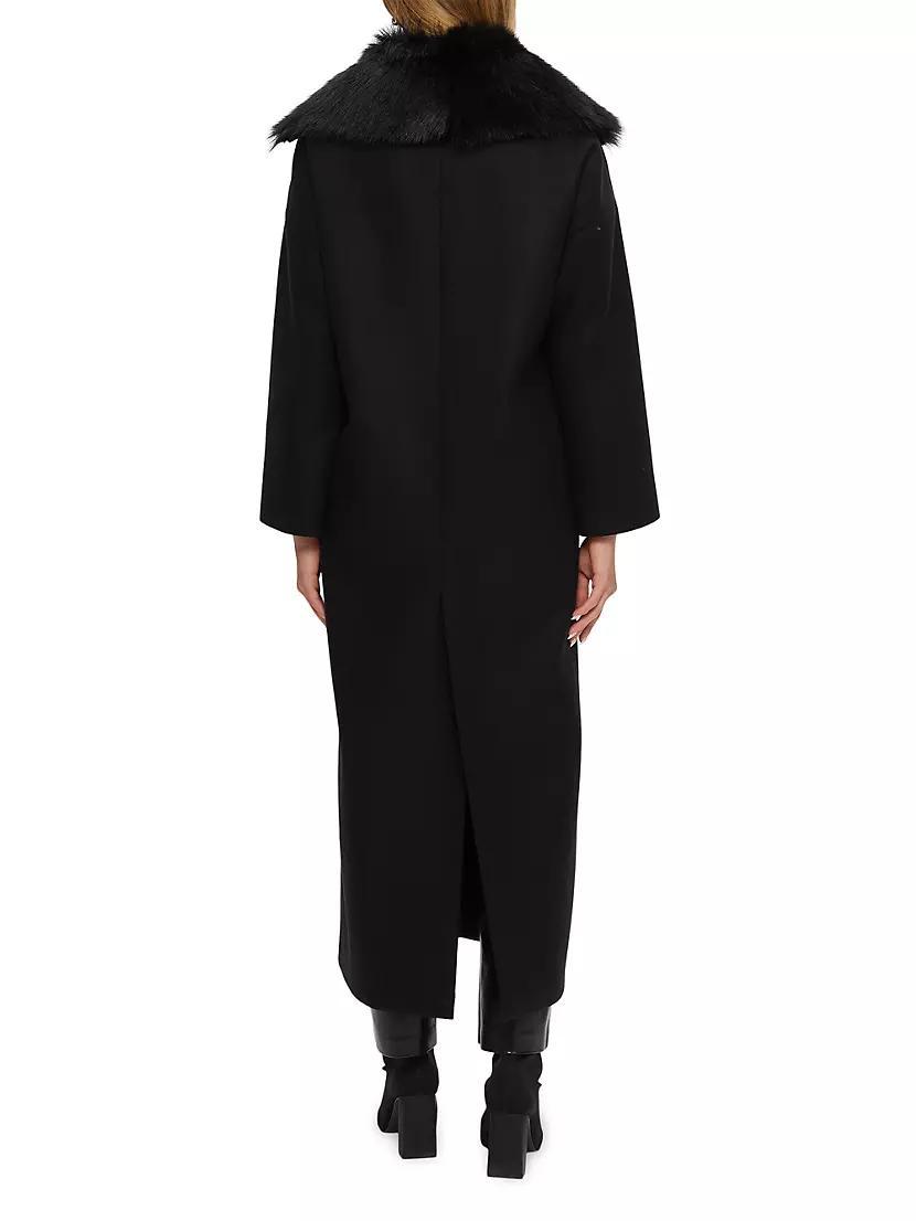 Fabric Coat with Detachable Merino Shearling Lamb Collar Product Image