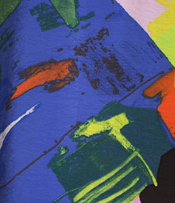 Ali Miles Abstract Print Point Collar 3/4 Sleeve Button-Front Tunic Product Image
