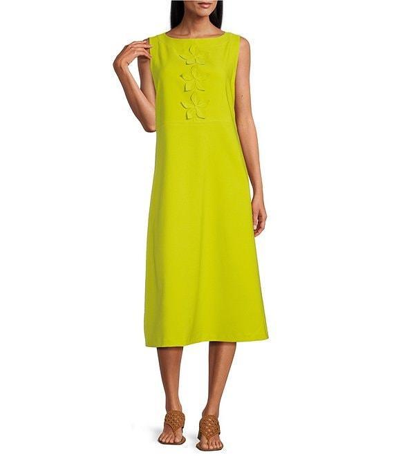 IC Collection Knit Boat Neck Sleeveless Floral Applique Midi Dress Product Image