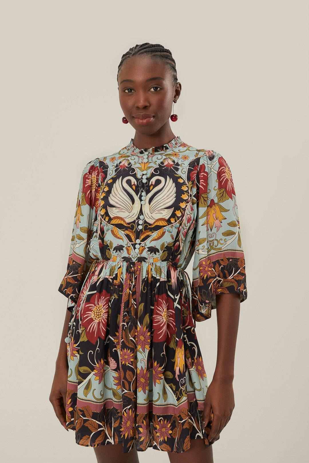 Blue Flowing Beauty Short Sleeve Mini Dress Product Image