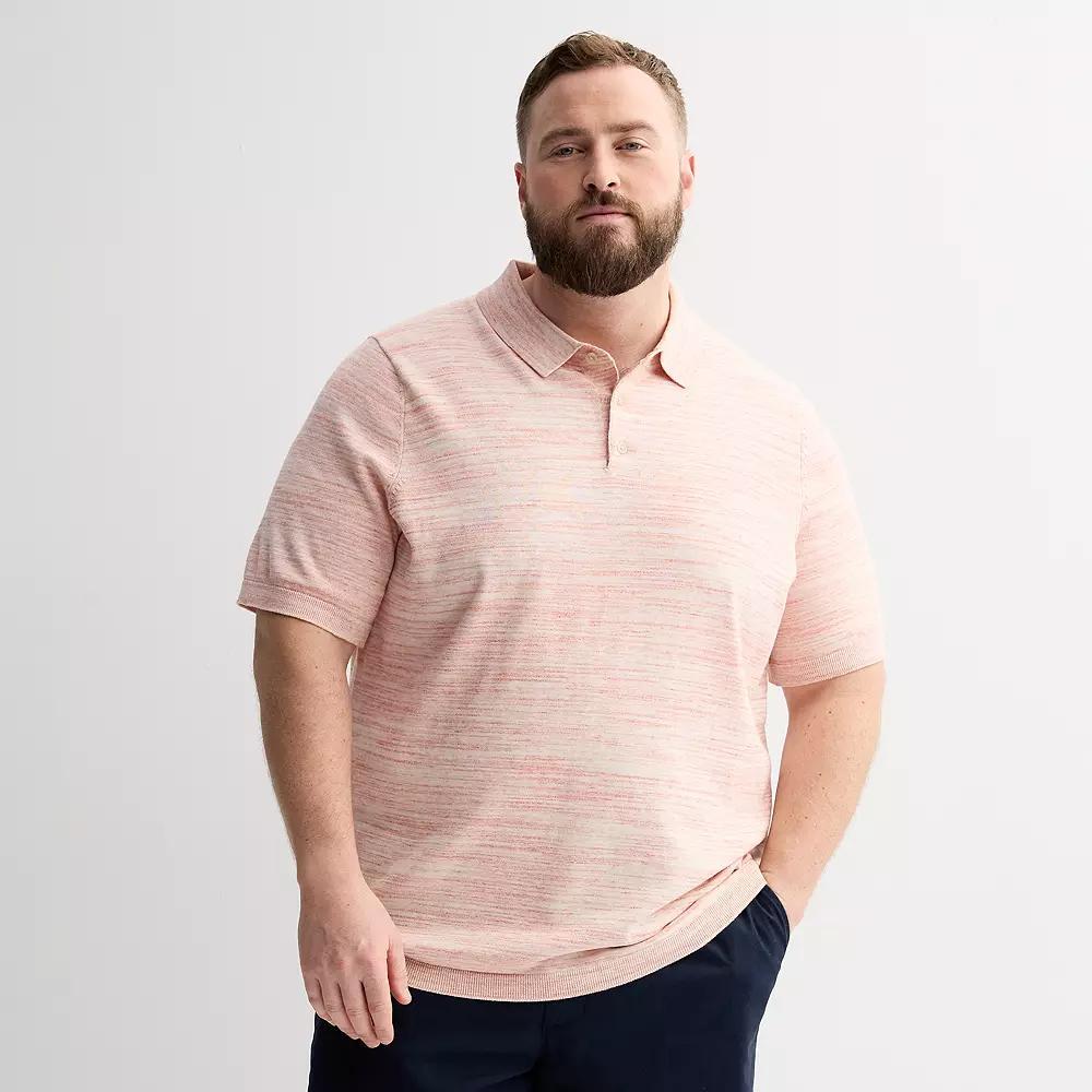 Big & Tall Sonoma Goods For Life® Short Sleeve Sweater Polo, Men's, Size: XXL Tall, Pink Spacedye Product Image
