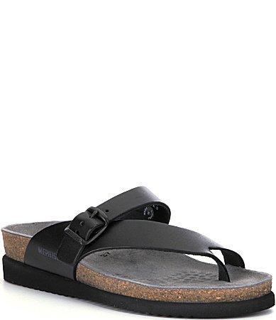 Mephisto Helen Buckle Detail Leather Casual Slide Sandals Product Image