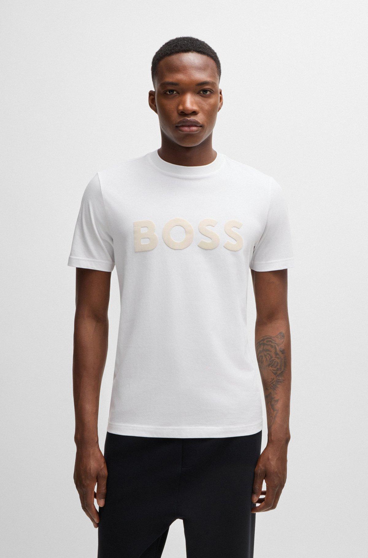 Cotton-jersey T-shirt with mirror-effect logo print Product Image