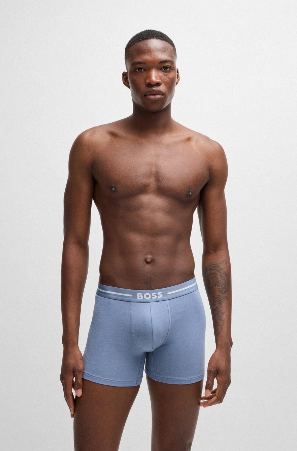 Three-pack of stretch-cotton boxer briefs with logos Product Image
