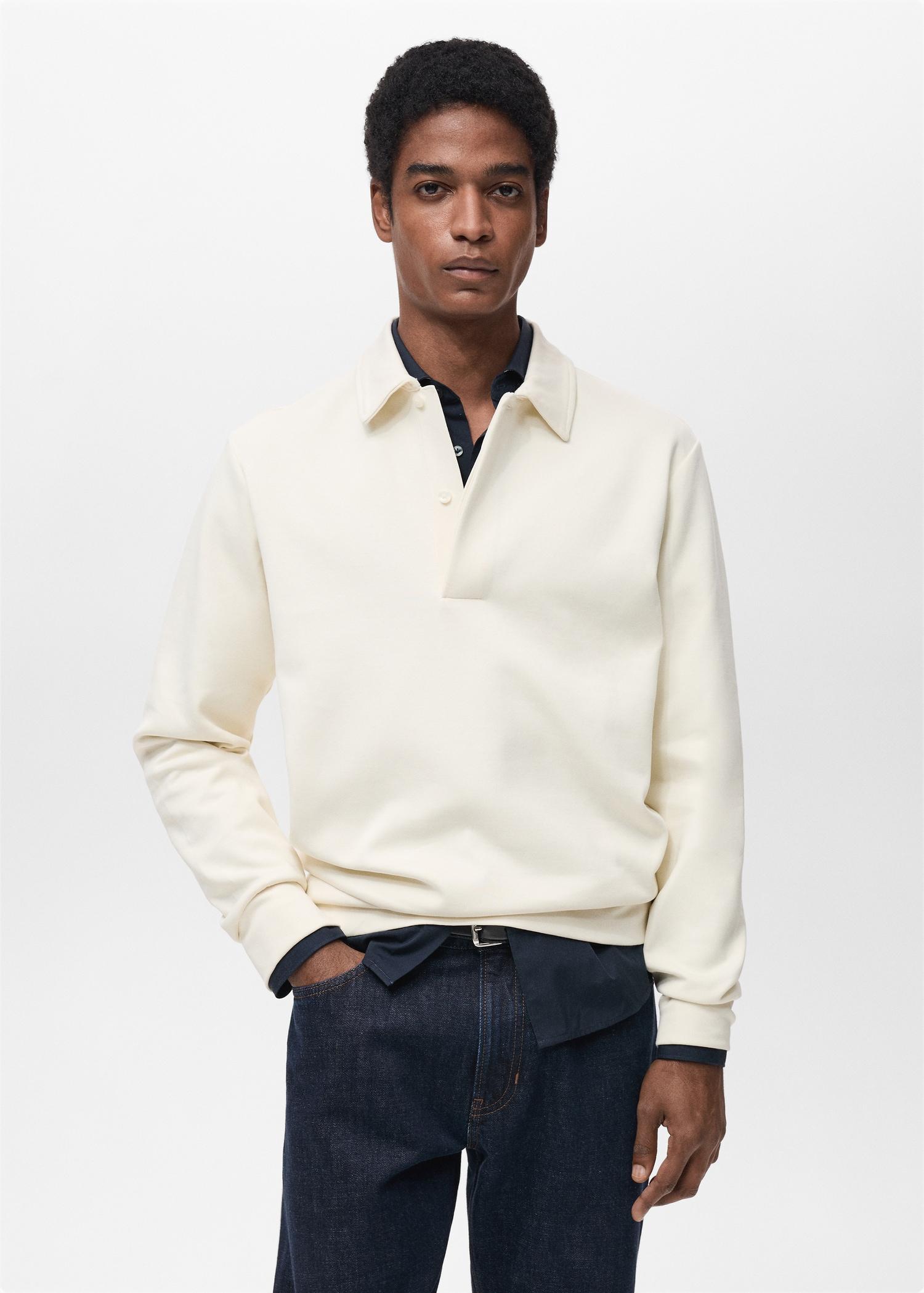Regular-fit cotton polo sweatshirt - Men | MANGO USA Product Image