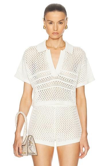 Nani Crochet Crop Polo Top Product Image