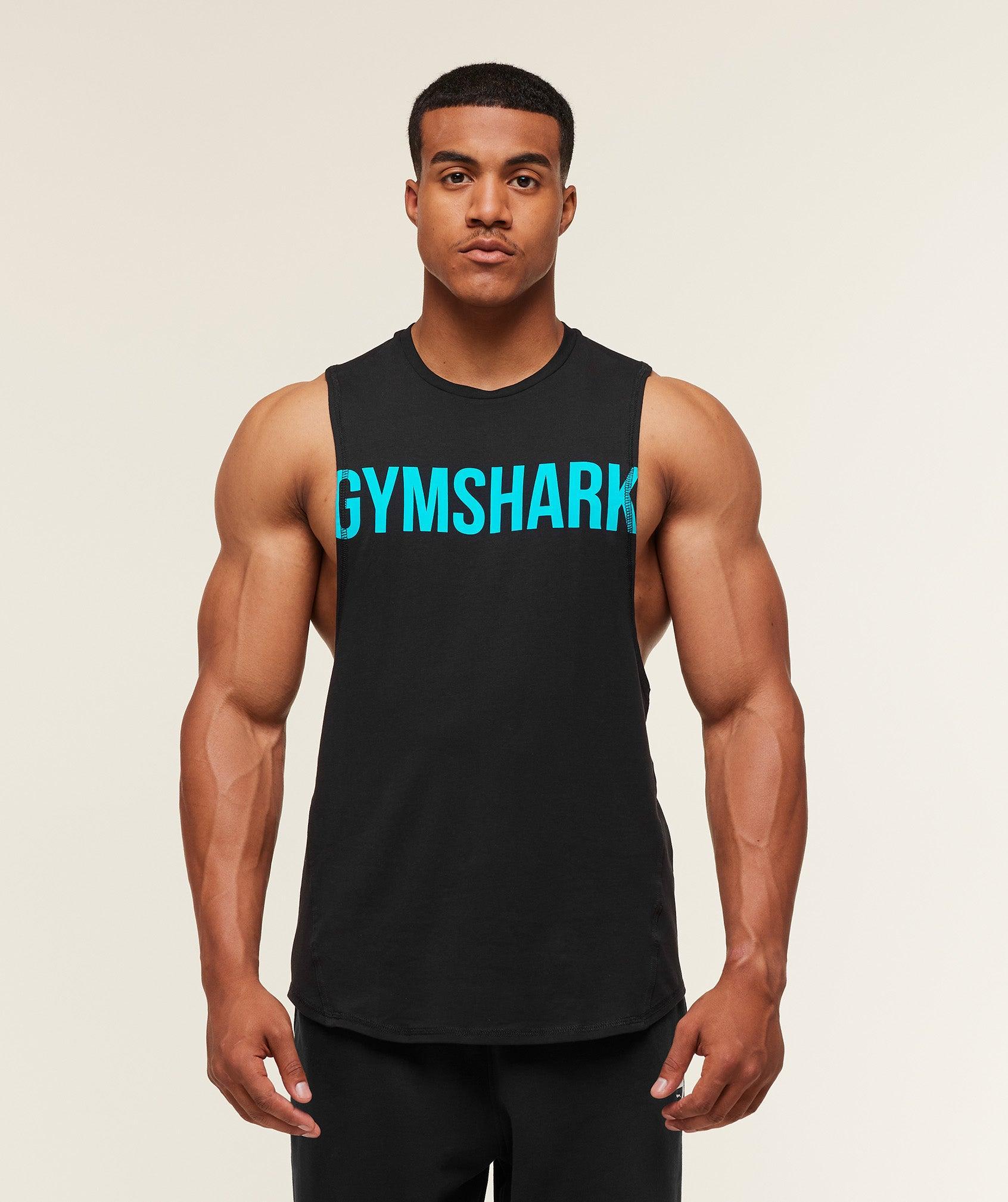 Gymshark Prime Drop Arm Tank - Black/Brand Blue Male Product Image