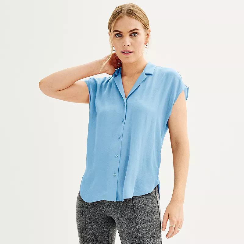 Women's Nine West Short Sleeve Easy Lapel Shirt, Size: Medium, Daisy Dew Product Image
