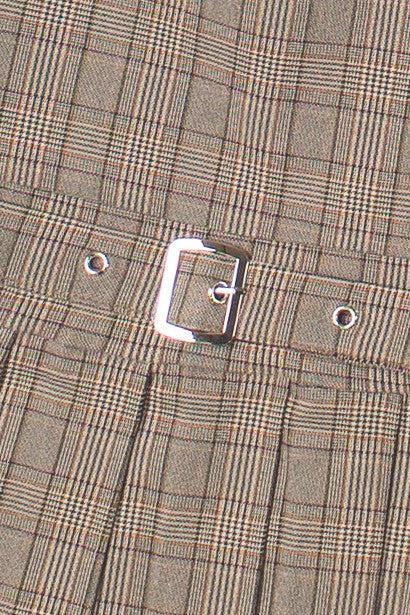Plaid Belted Pleated Mini Dress Product Image