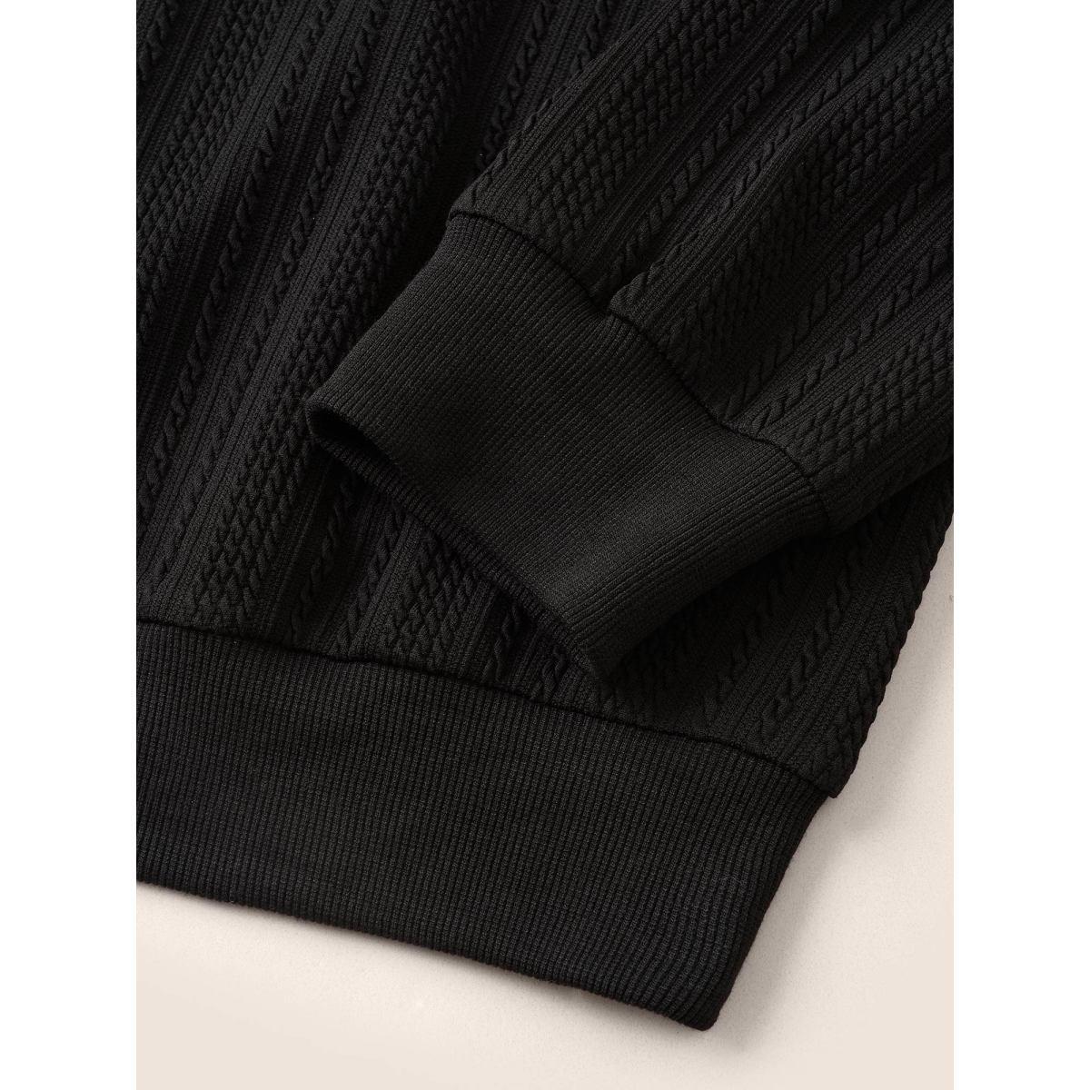 Plus Size Plisse Drawstring Hooded Flap Pocket Front Jacket Women Black Non Patch pocket Everyday Jackets BloomChic 14-16/1X Product Image