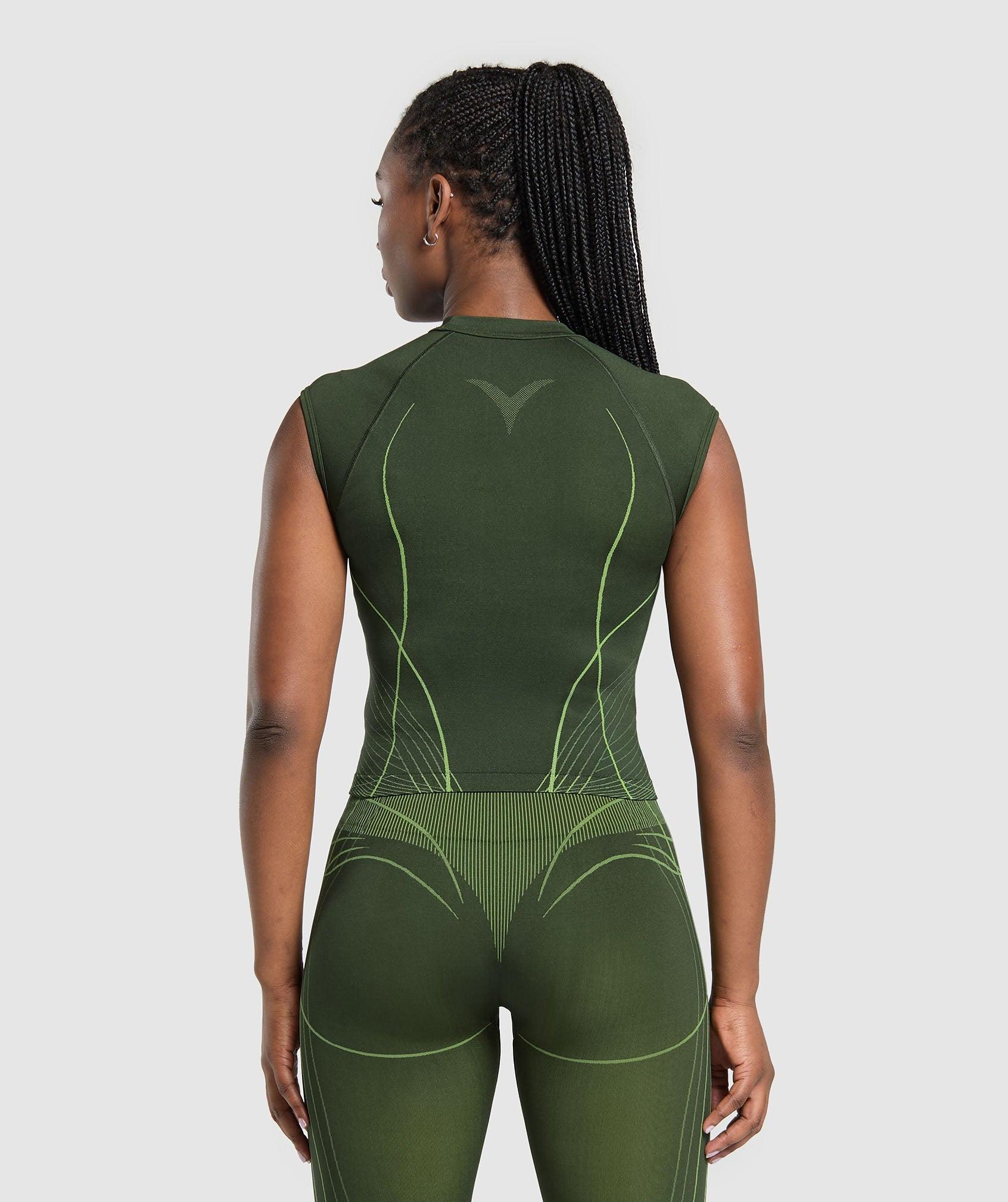 Gymshark Apex Seamless Midi T-Shirt - Trail Green/Energy Gelato Green Female Product Image