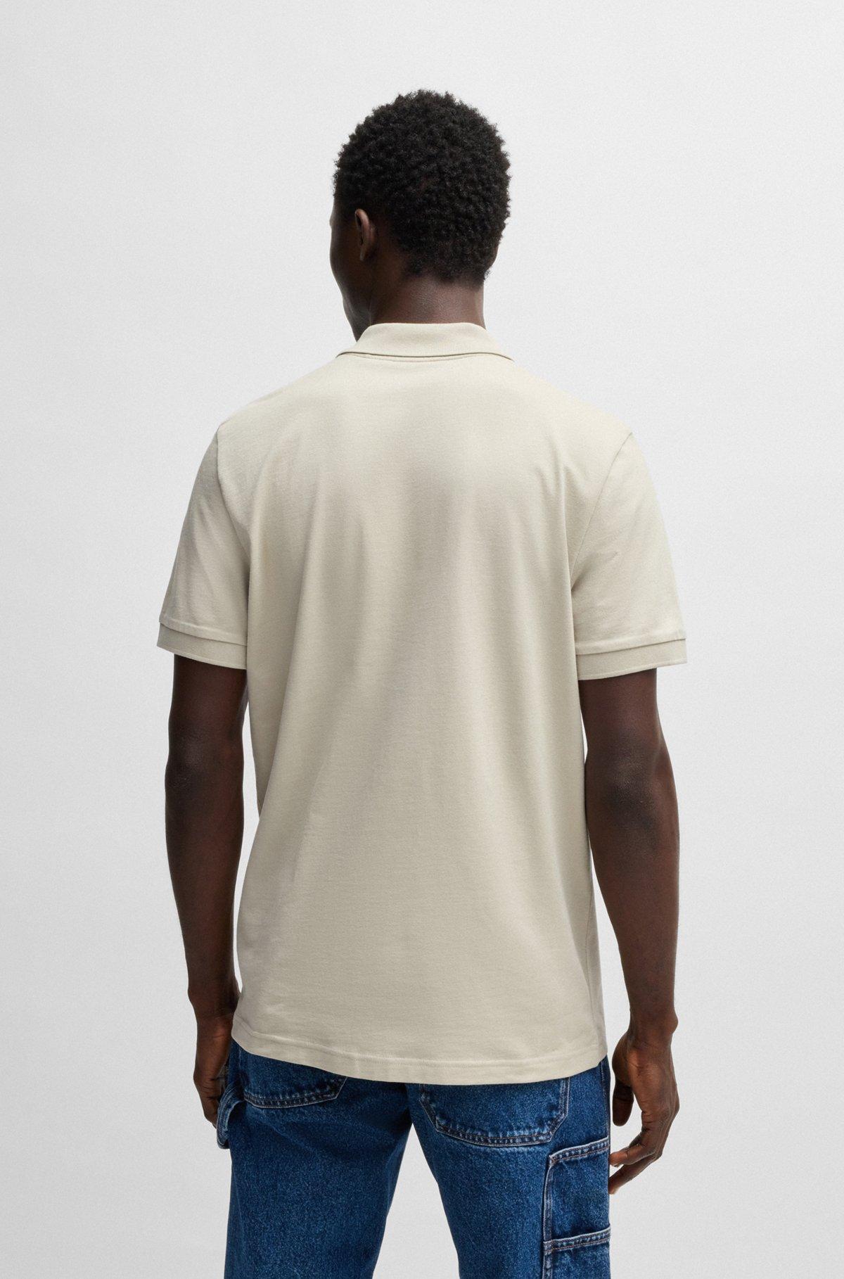 Slim-fit polo shirt in cotton with zipper neck Product Image