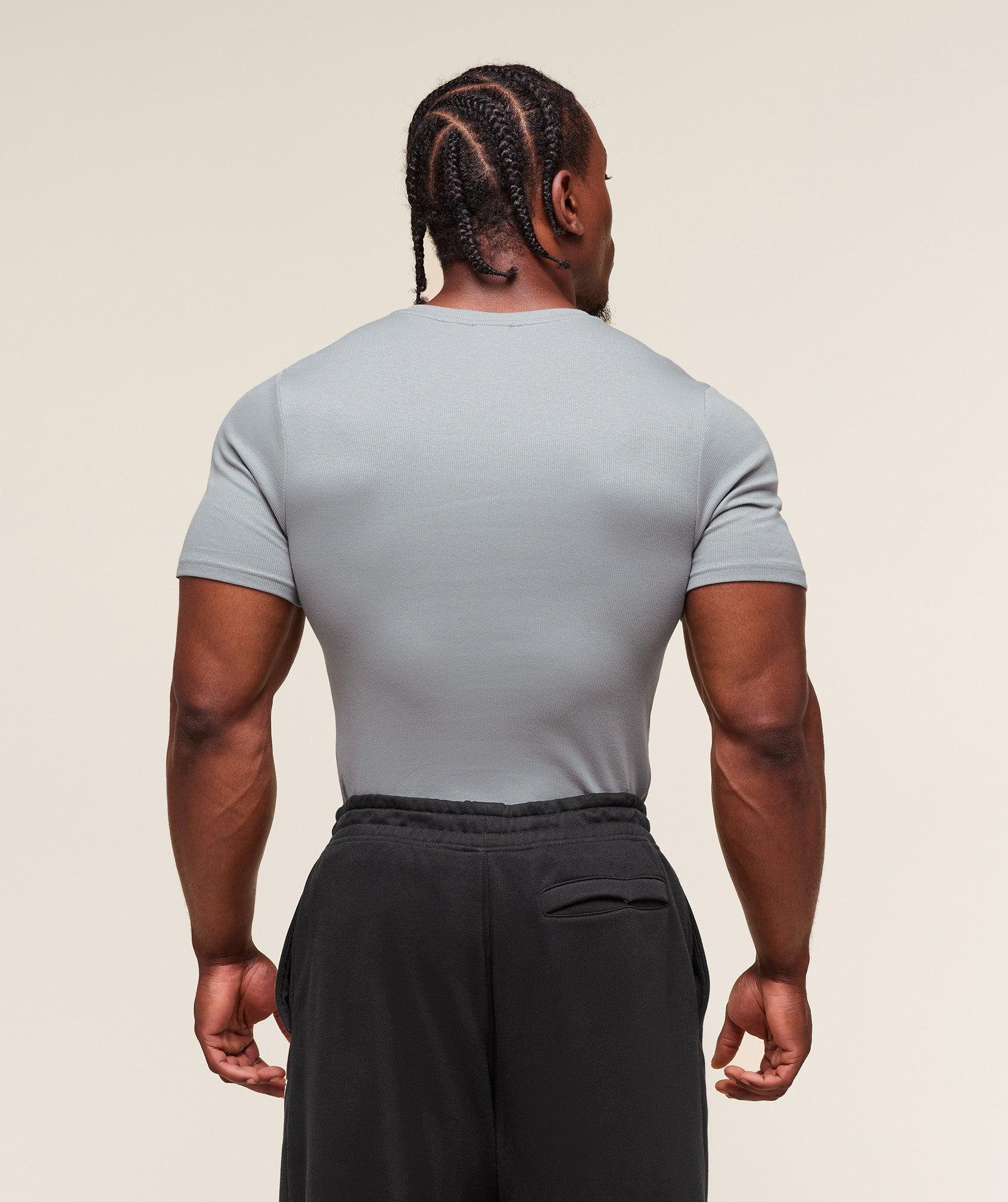Gymshark Lifting Club Ribbed T-Shirt - Denim Grey Male Product Image