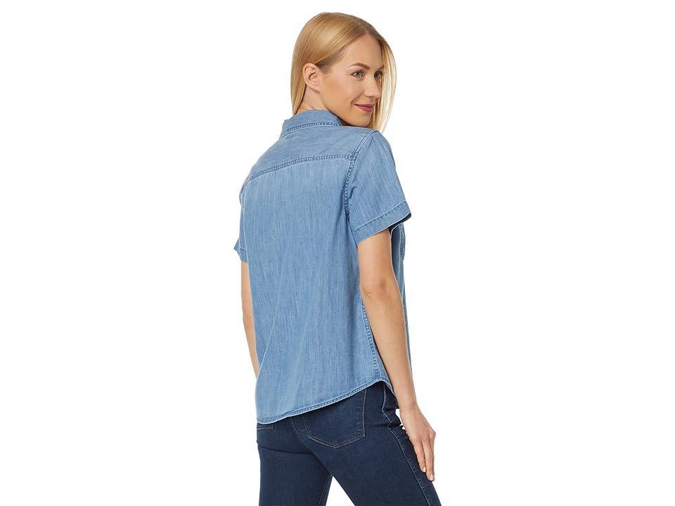 L.L.Bean Heritage Washed Denim Lightweight Shirt Short Sleeve (Light Indigo) Women's Clothing Product Image