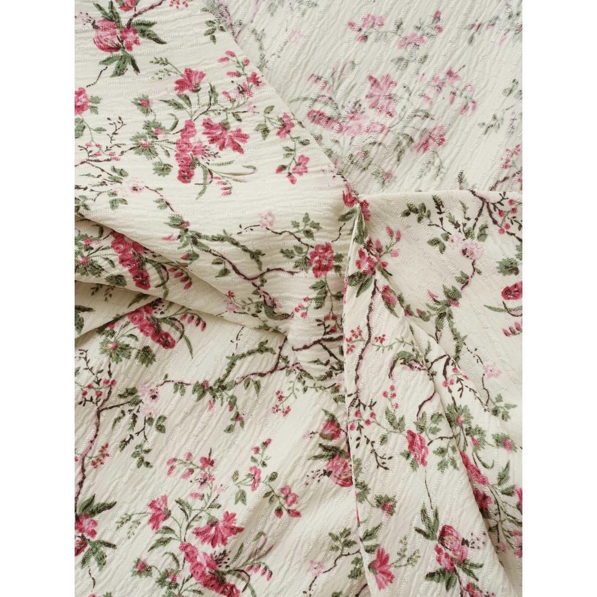 Plus Size Ivory Knotted Floral Print Flared Sleeve Blouse Women Short sleeve Heart neckline Everyday-Elegant Blouses BloomChic 28/5X Product Image