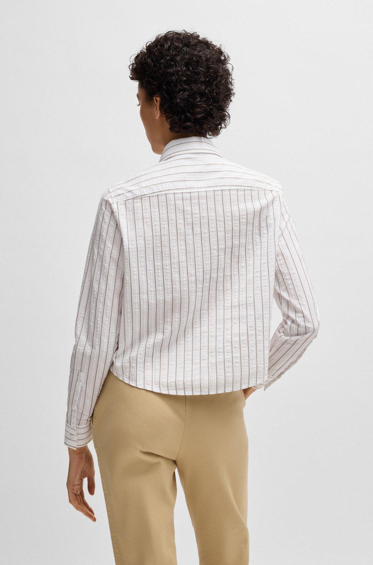 BOSS - Regular-fit blouse in a striped cotton blend - Patterned Product Image