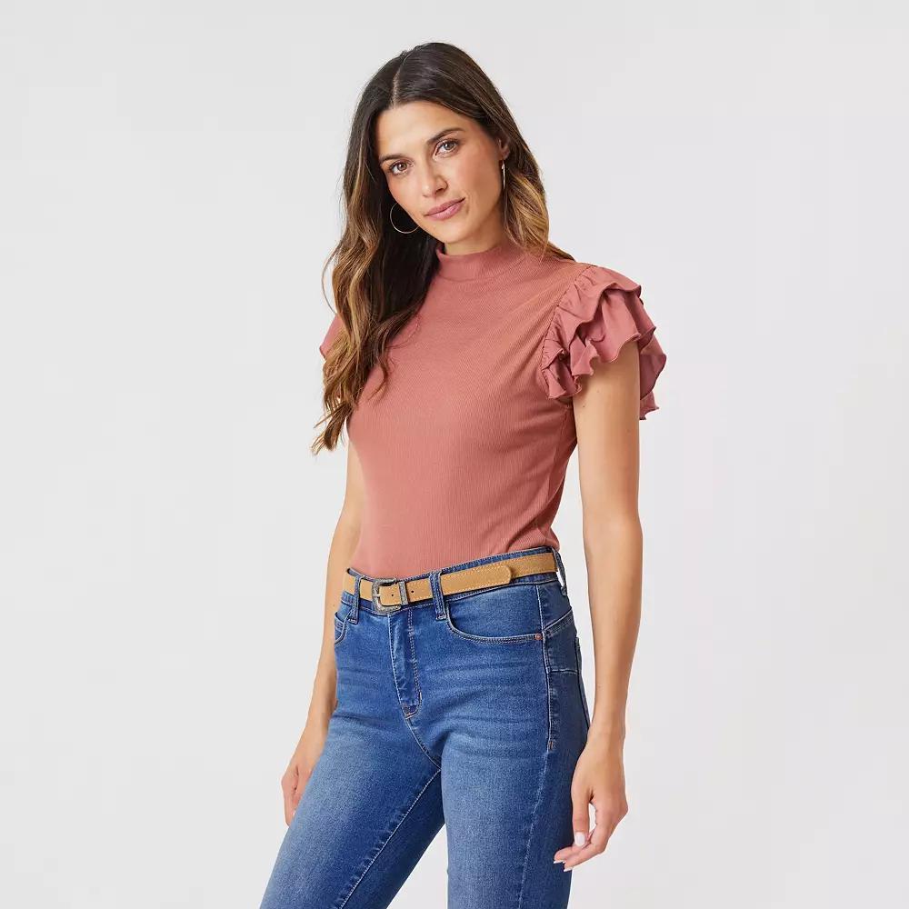 Women's Angels Forever Young Reese Mock Neck Top, Size: Large, Chutney Product Image