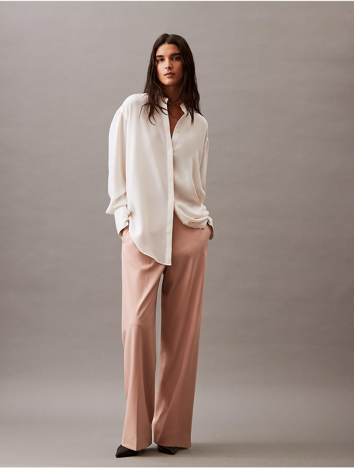 Calvin Klein Women's Refined Stretch Wide Leg Trouser - Black - 0W x 2RL Product Image