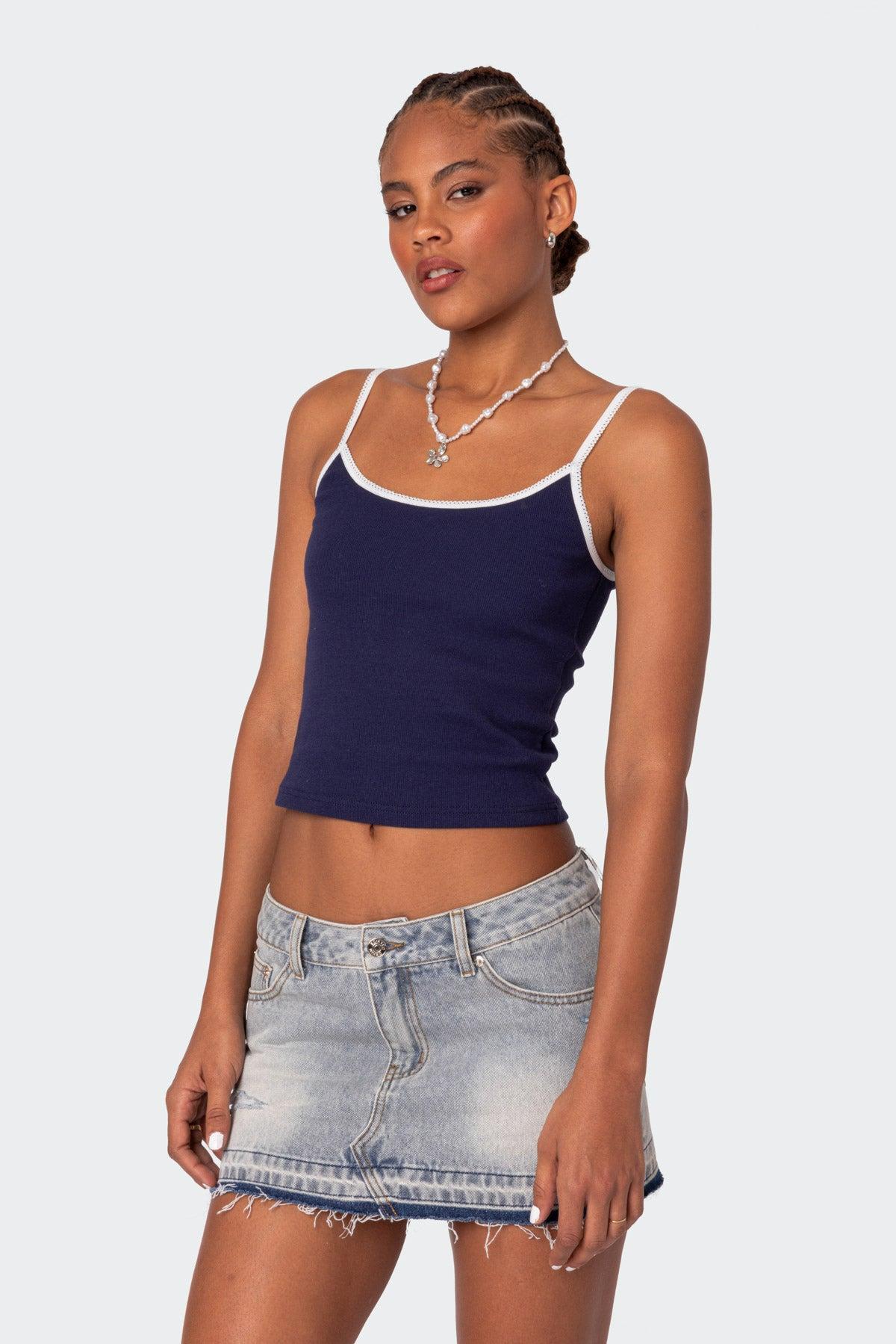 Priyanka Distressed Denim Mini Skirt Product Image