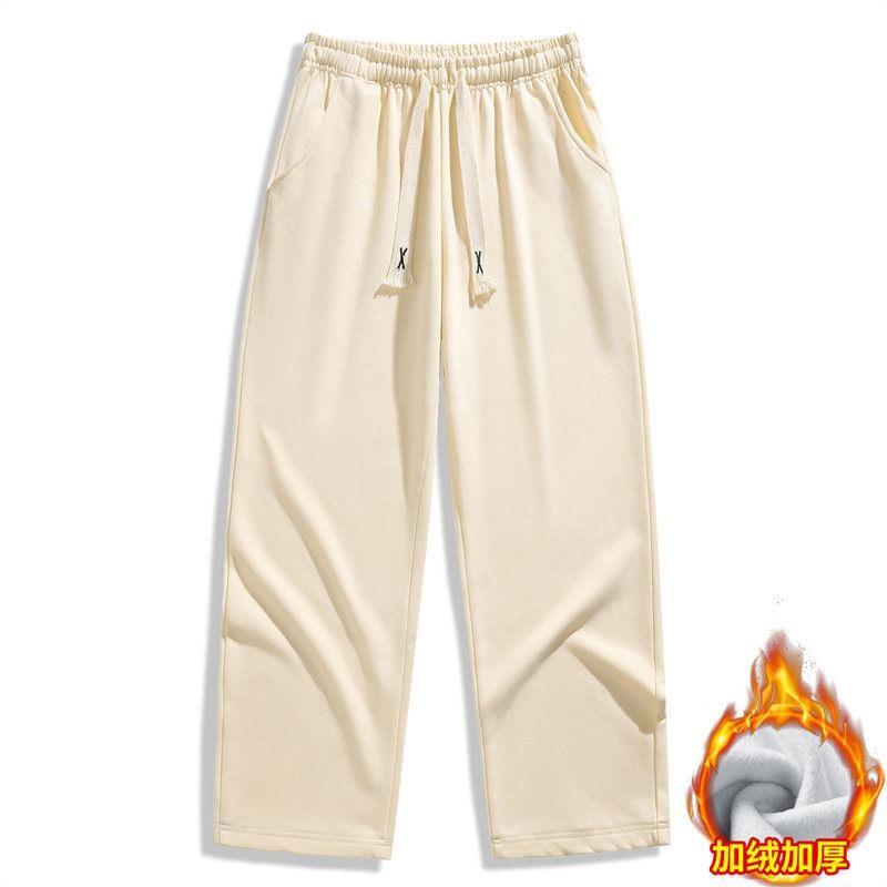 Drawstring Waist Plain Wide Leg Sweatpants Product Image