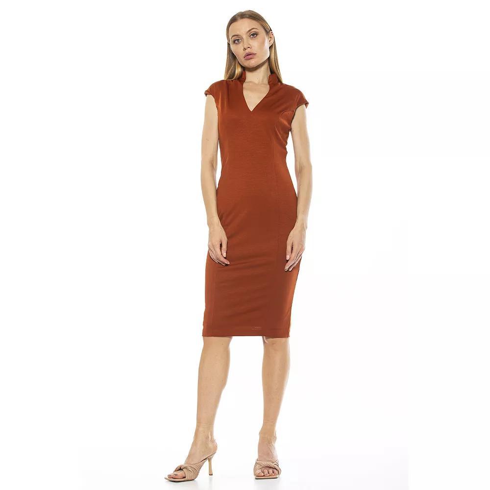 Women's ALEXIA ADMOR Katrina Splitneck Ponte Sheath Dress, Size: XS, Brown Product Image