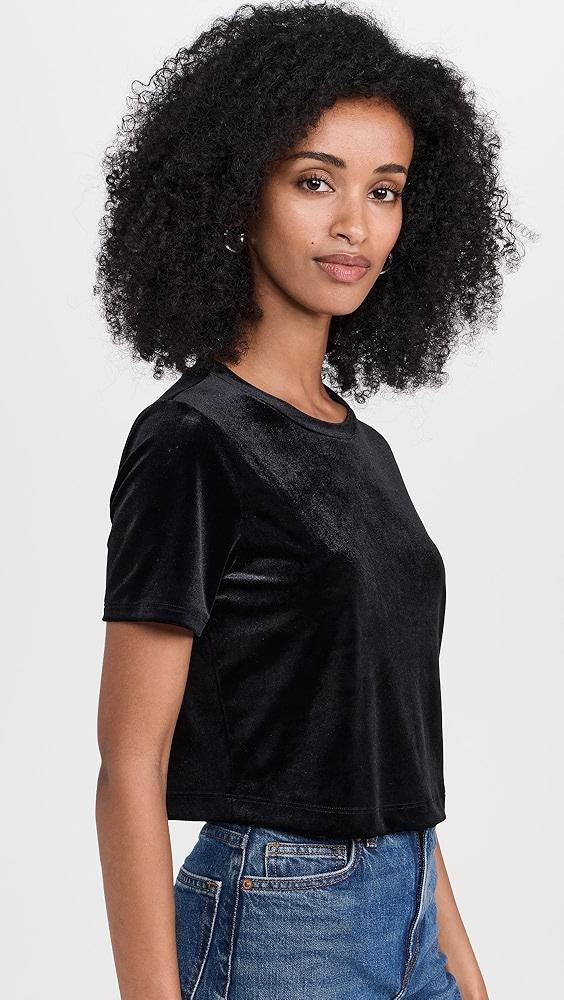 L'AGENCE Donna Velvet Crop Crew Neck Tee | Shopbop Product Image