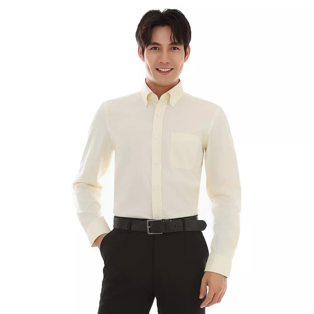 Men's Bespoke Classic-Fit Pinpoint Oxford Dress Shirt, Size: XL-36/37, Green Product Image