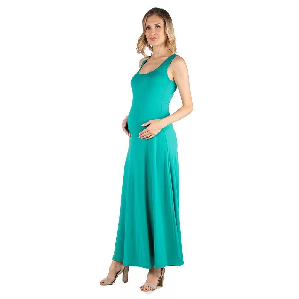 Maternity 24Seven Comfort Apparel Slim Fit A-Line Sleeveless Maxi Dress, Women's, Size: XL-Mat, Blue Product Image