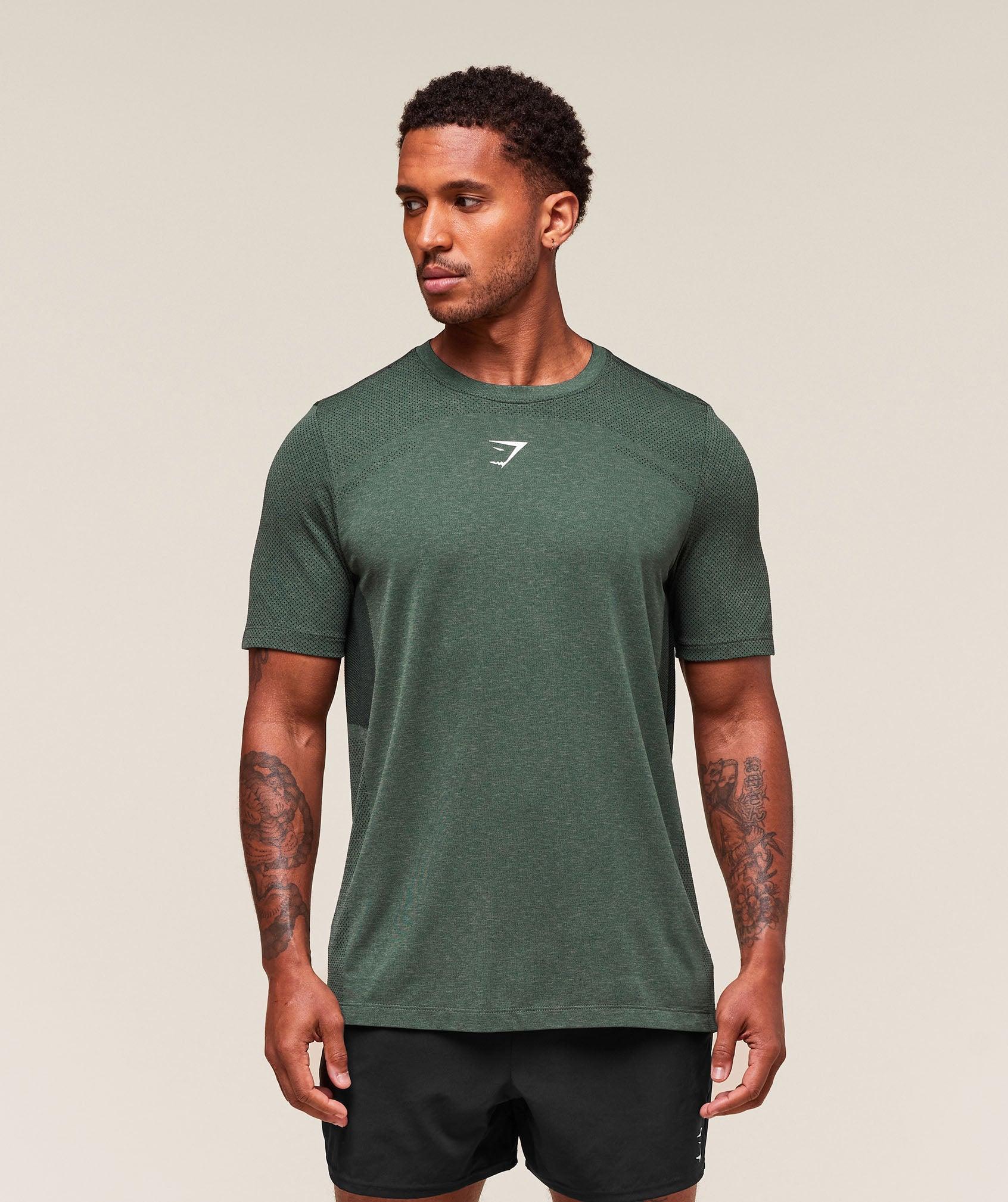 Gymshark Lightweight Seamless T-Shirt - Chalk Green/Base Green Male Product Image