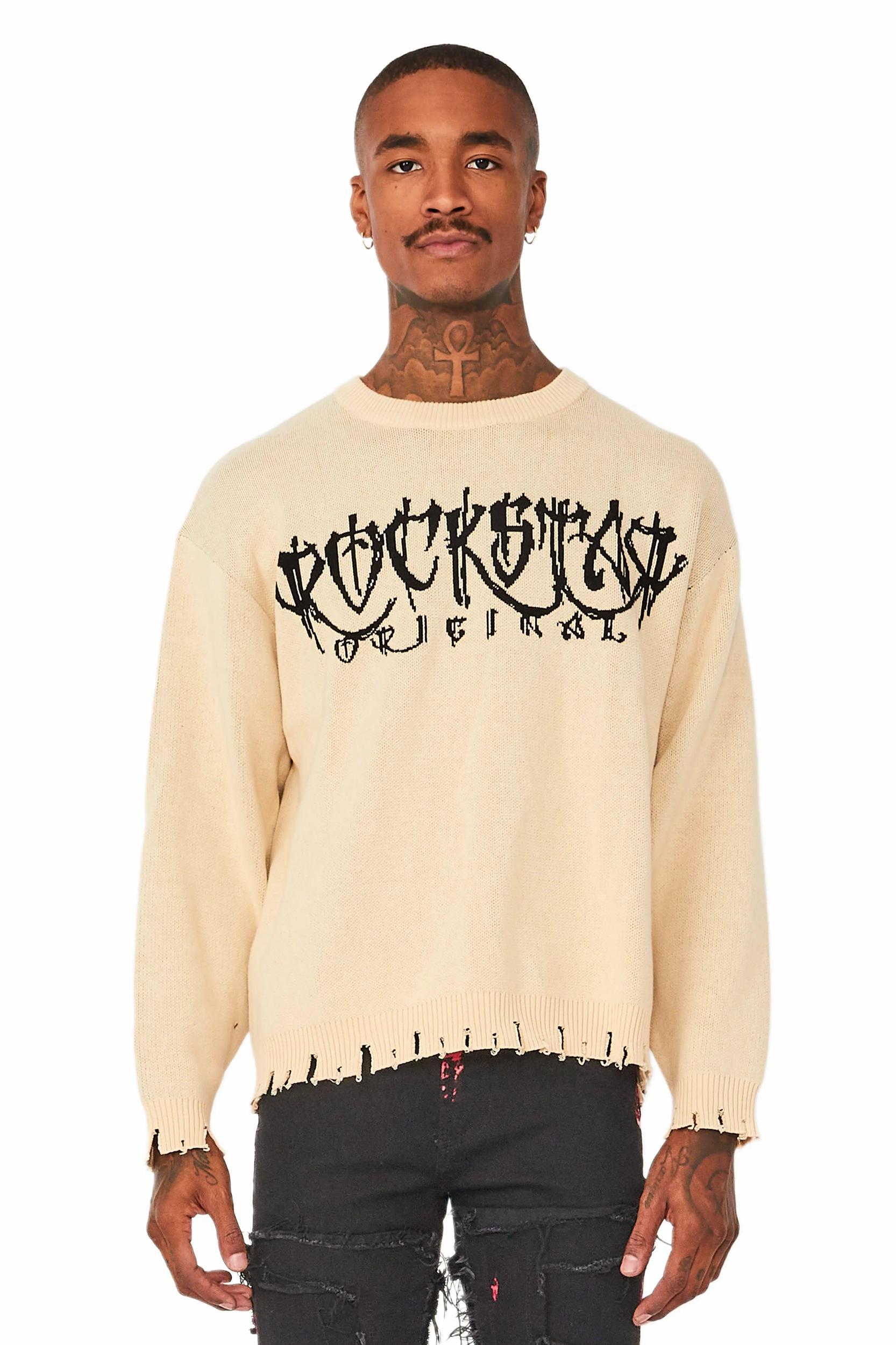 Kaleb Beige Knit Sweater Male Product Image