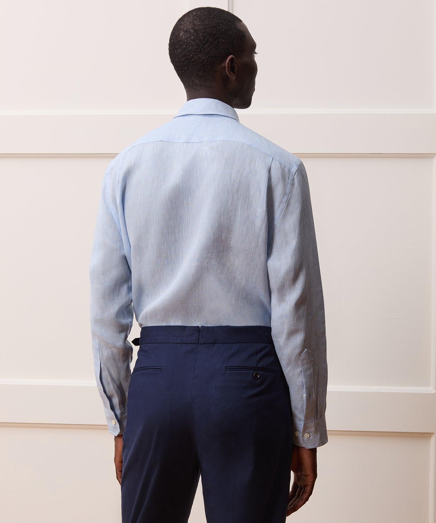 Italian Linen Spread Collar Dress Shirt Product Image
