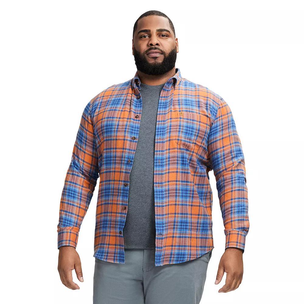 Big & Tall IZOD Stratton Flannel Long Sleeve Button Down Shirt, Men's, Size: Large Tall, Dark Gingerbread Product Image
