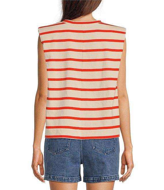 Gibson & Latimer Stripe Knit Crew Neck Sleeveless Muscle Tee Shirt Product Image