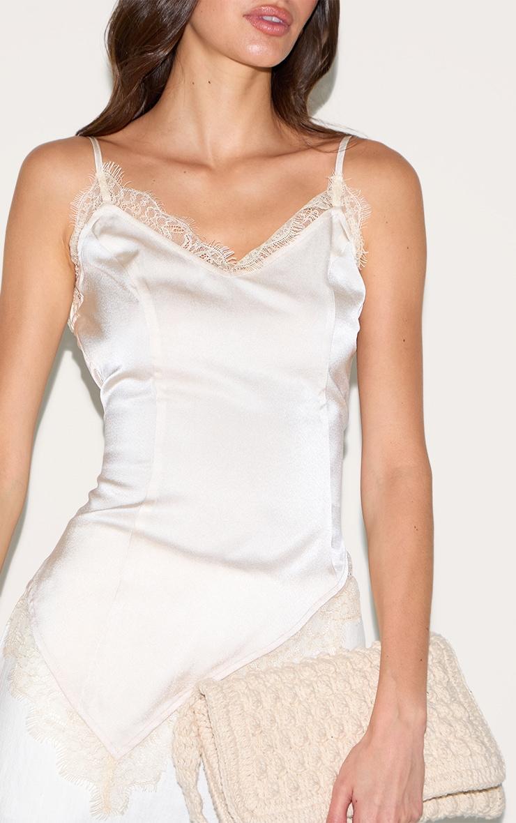 Nude Satin Strappy Lace Detail Cami Product Image