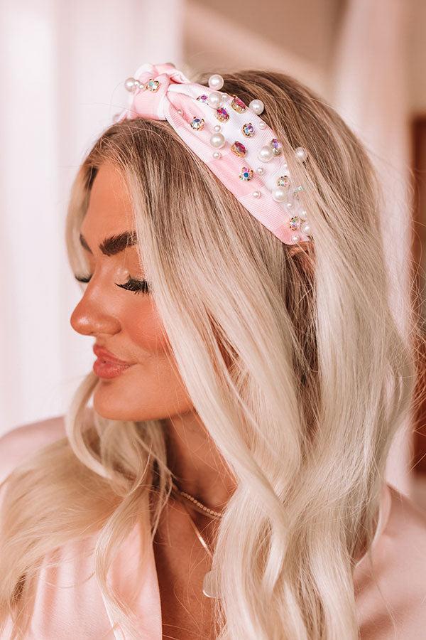 Blissful Break Embellished Headband In Pink Product Image