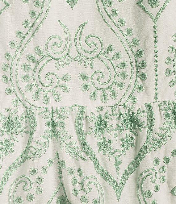 Sugarlips Plus Evelyn Jacey Floral/Paisley Eyelet Embroidered Puffed Sleeve Shift Dress Product Image