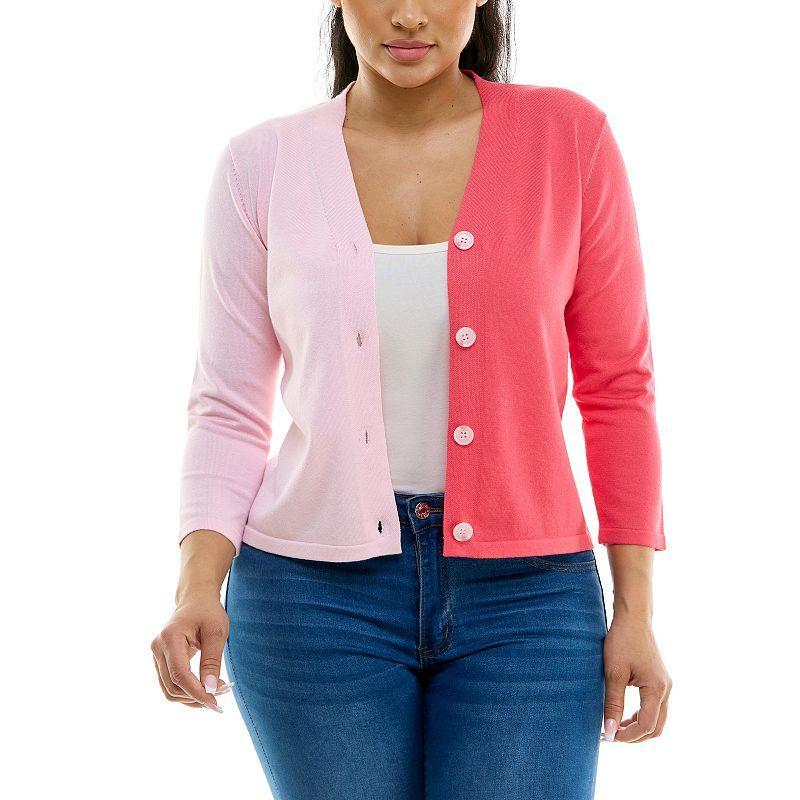 Women's Nina Leonard Colorblock Sweater, Size: Large, Ivory Black Product Image