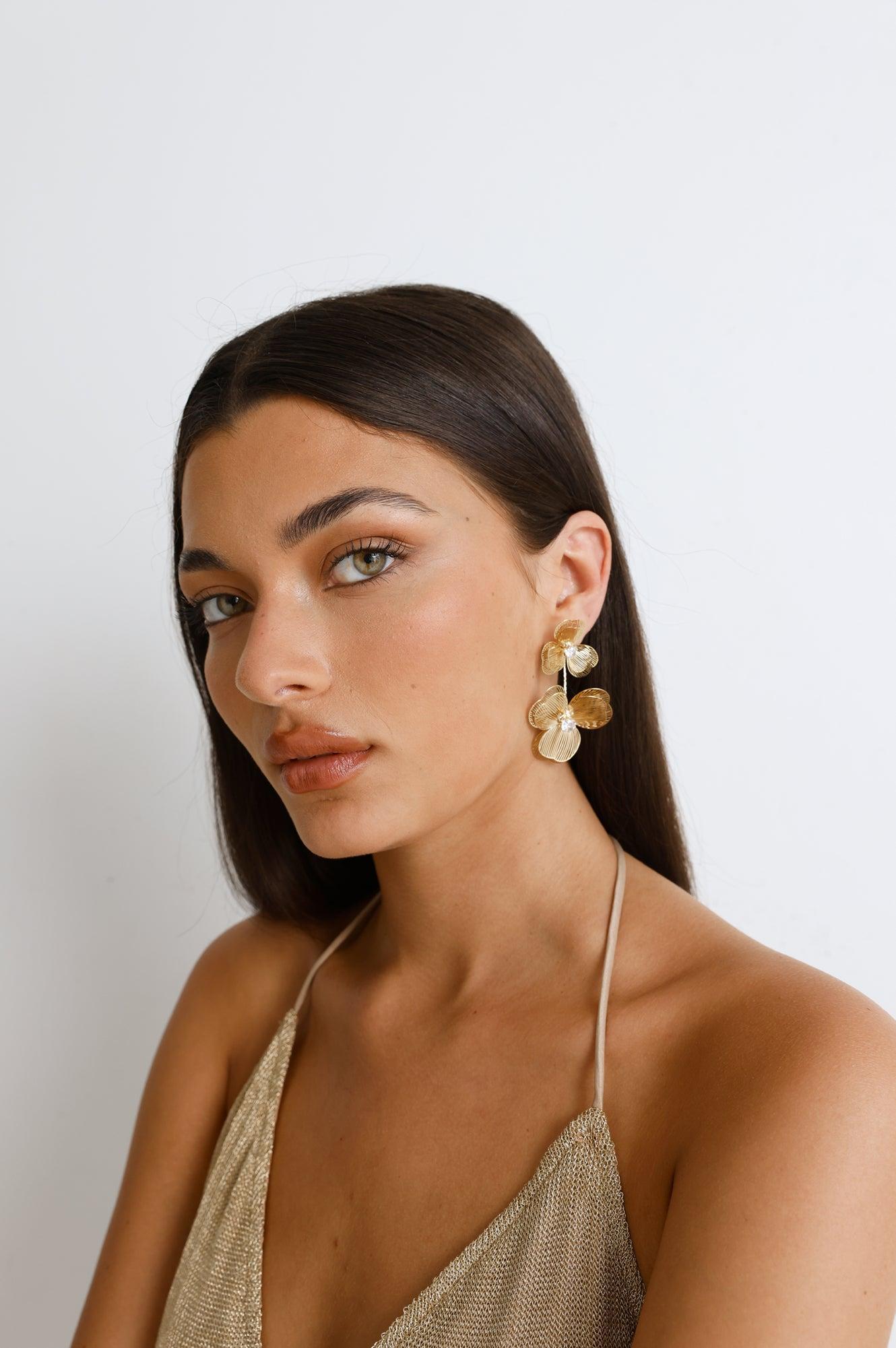 Florals First Earrings Gold Product Image