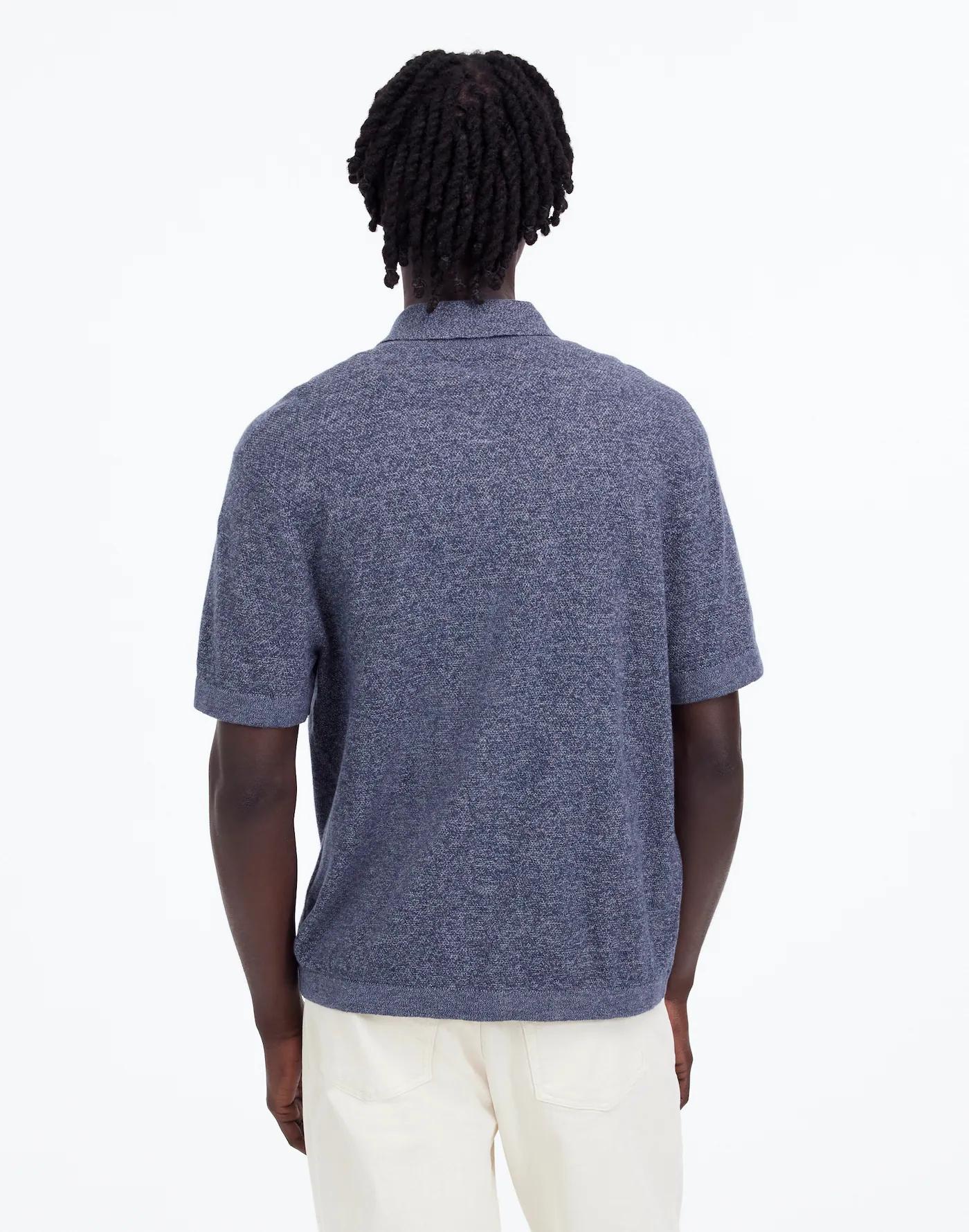 Marled Cotton Button-Up Sweater Polo Product Image